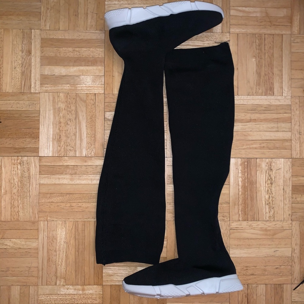Black Knee High Sock Sneakers